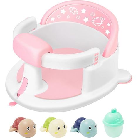 Siège de bain pour bébé dès 6 mois antidérapant pour tout-petit assis rose sécuritaire pour nourrissons (1/5)