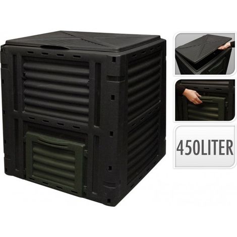 Kompostierbox 450 l Farbe schwarz 80x80x81cm progarden