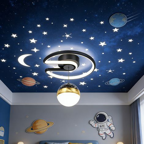 Plafonnier LED, Lustres modernes, Petit plafonnier avec projection de ciel étoilé, Applique d'entrée φ24 cm, 3 températures de couleur (3000K - 6000K)