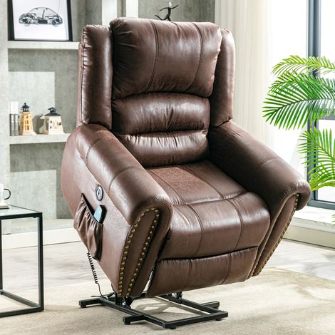 Large Power Lift Recliner Chairs with Massage and Heat for Elderly Big People, Massage Chair Heavy Duty Electric Faux Leather Reclining Chairs with USB Port and 2 Side Pockets (1/5)
