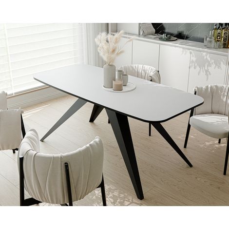 Table à Manger Extensible FENTO - 8-10 personnes - Ovale - 180x90x76 cm - Noir/Blanc (1/5)
