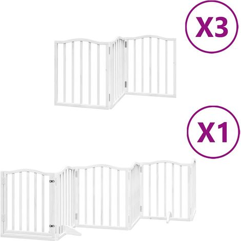 Puerta de seguridad para mascotas puerta plegable 15 paneles madera de álamo blanco 020023197 (1/5)