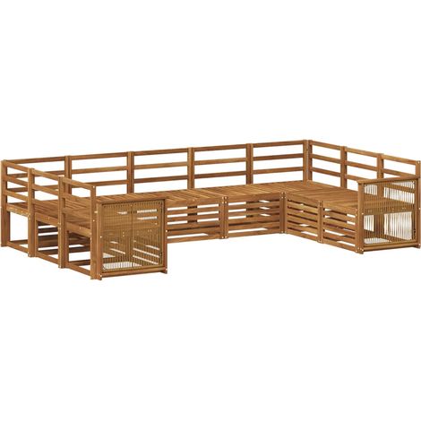 Set di divani da esterno 7 pz Naturale Legno di Acacia Massello vidaXL (1/5)