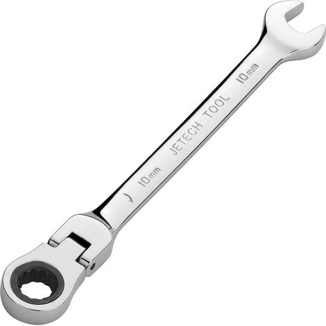 Clé à cliquet flexible de 10 mm, avec tête flexible, fabriquée en acier allié Cr-V forgé et traité thermiquement, entièrement polie avec 12 points, métrique (1/5)