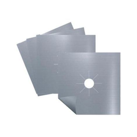 Film Protecteur Pour Plaque De Cuisiniere - En PTFE - Lavable Et Reutilisable - 27 X 27 Cm - Gris - Lot De 4 (1/5)