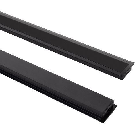Profilé Aluminium Encastré pour Rubans LED jusqu'à 18 mm avec Capot Continu Noir 2 m Noir translucide (1/4)