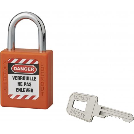 Lucchetto 40 mm con arco in acciaio  6 X 25 mm ARANCIONE - THIRARD