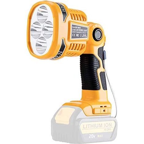18V Tools Projecteur à LED extérieur portable longue portée avec lampe de poche USB 12W Lampe de travail à LED sans fil compatible avec Dewalt 18V 20V Max la batterie au lithium DCB180 DCB200 (1/5)