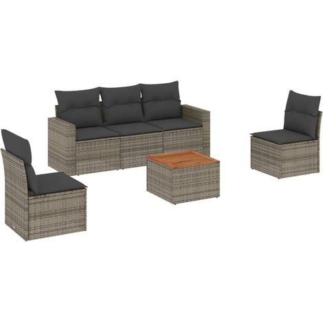 Maison Exclusive - 6-tlg. Garten-Sofagarnitur mit Kissen Grau Pol