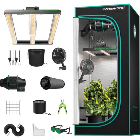 FC-E1500 Kit komplettes Kulturzelt, komplettes Spektrum - Kulturlampe mit variabler Intensität mit Kulturzelt 80 x 80 x 160 cm - Innenkulturkit mit 4" Belüftung MARS HYDRO (1/5)