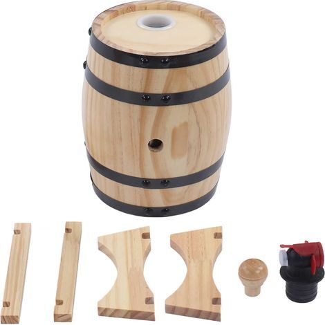 Fût de Vin en Pin pour Vieillissement, Tonneau en Bois pour Bière Artisanale, Idéal Bar et Barbecue (1/5)