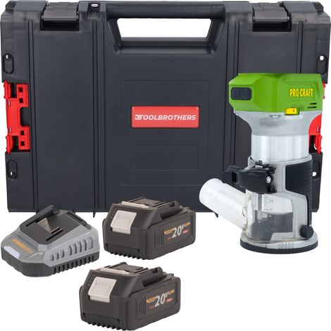 Fresadora multifunción con batería Procraft POB24bb 20 V 6/8 mm sin escobillas + 2 baterías de 4,0 Ah + cargador + maletín RHINO (1/5)