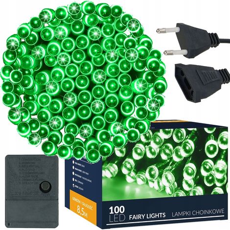 LUCI 100LED ALBERO DI NATALE CORRENTE GIRLANDA LUMINOSA VERDE EST/INT ALBERO DI NATALE