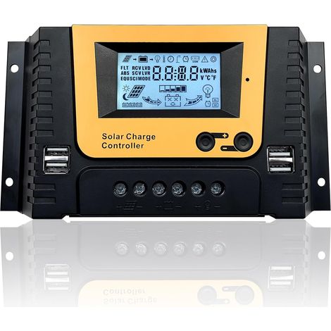 30-A-Solarladeregler, 12 V, 24 V, 36 V, 48 V, automatische Identifizierung, 30-A-Solarladeregler, passend für MAX 1560-W-Solarmodule, kompatible gelversiegelte Überflutungs- und Lithiumbatterie (1/5)