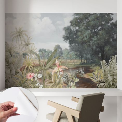 Selbstklebend Tapete - Wandgestaltung - Tapete Wohnzimmer - Flur Eingangsbereich Exotische Landschaft 104x70 cm (1/5)