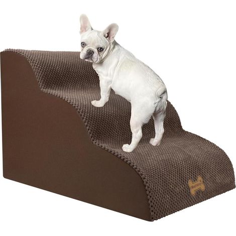 Hundetreppe Kleine Hunde Bett Sofa Waschbar 3 Stufen Braun Hundetreppe (1/5)