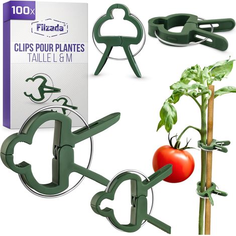 100 - Clips Pour Plantes - Attache Tomate - Soutien Tige Réutilisable - Résistant Aux Intempéries - Jardin Potager Et Décoratif - Vert - L Et M