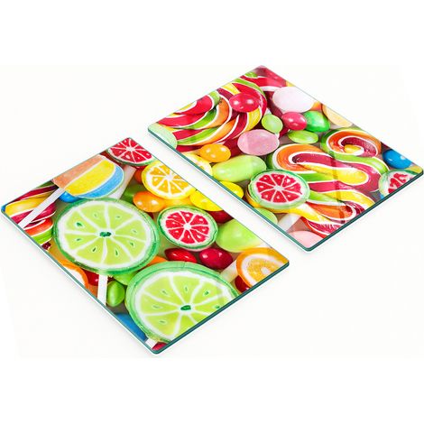Tablas de cocina de vidrio templado con coloridos dibujos de dulces 2x40x52 cm (1/5)