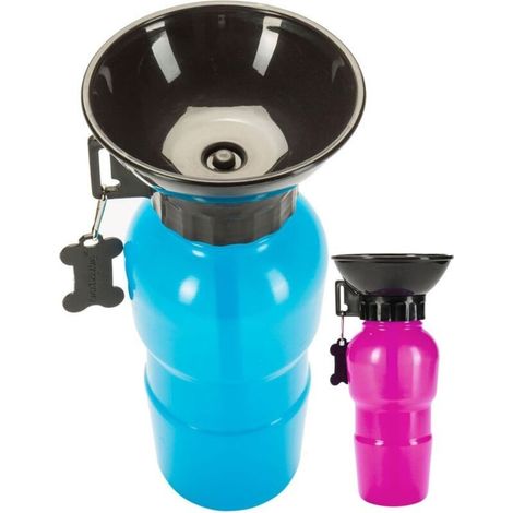 Gourde Portable pour Chien avec Bol Intégré de 500 ml – Idéale pour Voyages en Voiture, Randonnée ou Quotidien – Bleu (1/4)