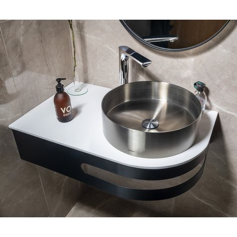Table d'angle PULSE avec vasque 755x455mm, gauche, inox brossé