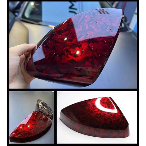 Rouleau de film autocollant extensible en fibre de carbone rouge forgé brillant pour décoration à faire soi-même (1/5)
