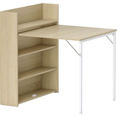 Klappbarer Esstisch mit Regal im Industrie-Design 78,5 x 91 x 93 cm Eiche (1/5)