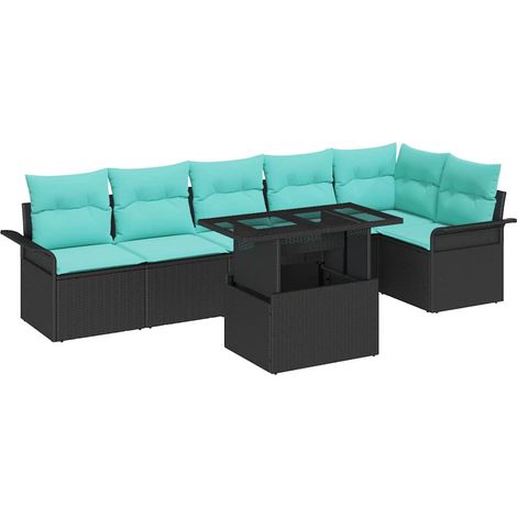 Conjunto de sofá de jardín 7 uds. Negro vidaXL (1/5)