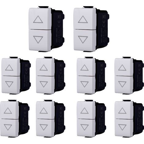 gloca Set mit 10 doppelten Auf- und Ab-Tastern, 1P+1P, 10 A, 250 V, kompatibel mit der Matix-Serie