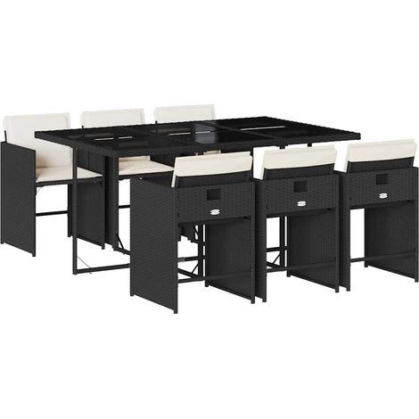 Maison Exclusive - Set de comedor de jardín 7 pzas y cojines ratá (1/5)