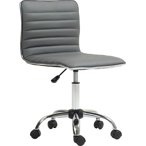 Chaise de bureau pivotante sans accoudoirs, hauteur réglable, revêtement en polyuréthane, capacité de charge de 120 kg, gris foncé (1/5)