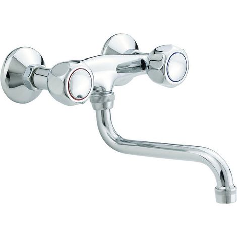 Miscelatore per lavello a parete con canna girevole inferiore in ottone finitura cromata - Idral 0159/86 (1/5)