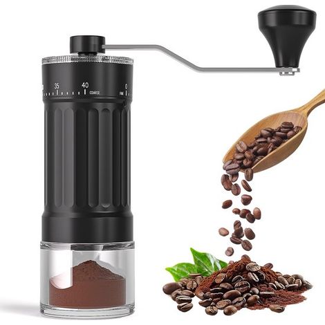 Molinillo de café manual ajustable externamente: molinillo de café manual portátil con muelas de cerámica, 40 ajustes regulables, prensa francesa (1/5)