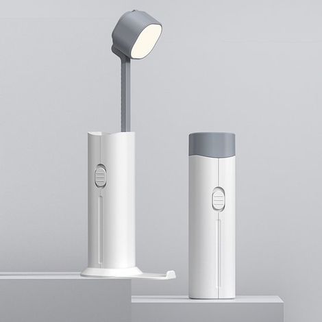Lámpara de escritorio telescópica con luz LED de lectura que cuida la vista, brillo ajustable, linterna portátil para dormitorio, 3000 mAh (1/2)