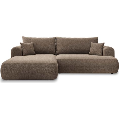 Canapé d'angle gauche convertible Velaro Bouclette Taupe (1/5)