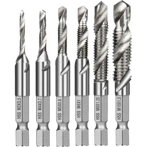 Kit d'ébavurage pour forets en acier rapide avec tarauds fraisés (métrique M3 M4 M5 M6 M8 M10) (1/3)