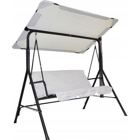 Altalena da giardino autoportante a 3 posti con tettoia, grigia, 175x151 cm (1/4)
