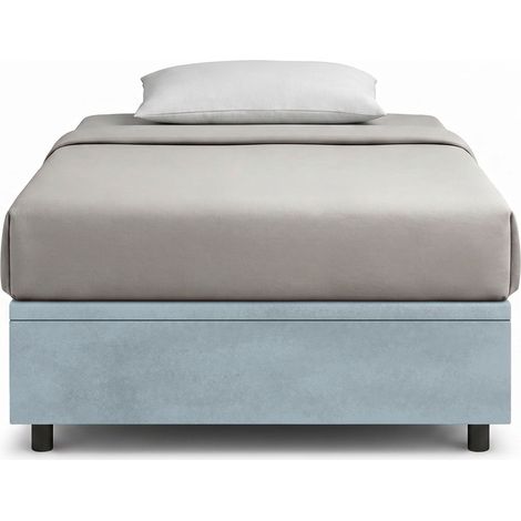 Letto 1 Piazza e Mezza Contenitore Imbottito 120x190 cm Microfibra Azzurro Boxmax (1/5)