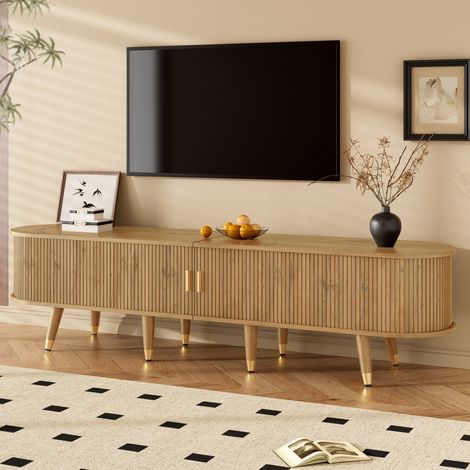 Mueble TV con puertas correderas 175 x 38 x 45 cm, MDF, efecto madera HAVRYA (1/5)
