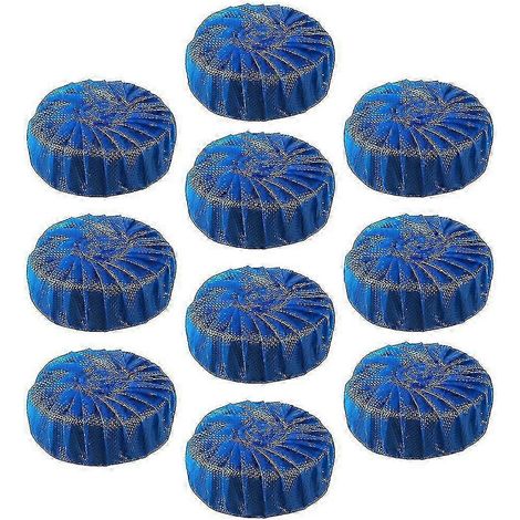 Lot de 10 pastilles bleues nettoyantes pour cuvette de toilettes, pour l'entretien du réservoir. (1/4)