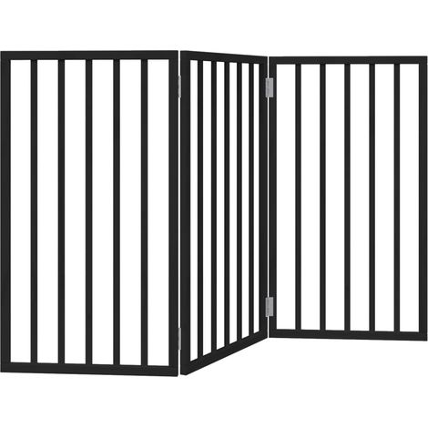 Barrière pour chien pliable 3 panneaux noir bois de peuplier (1/5)
