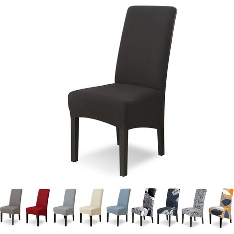 CCYKXAHousse de Chaise XL Extensible 6 Pièces Grand Housse de Chaise de Salle à Manger Couverture de Chaise Grande Taille Amovible Lavable ,Le Noir (1/5)