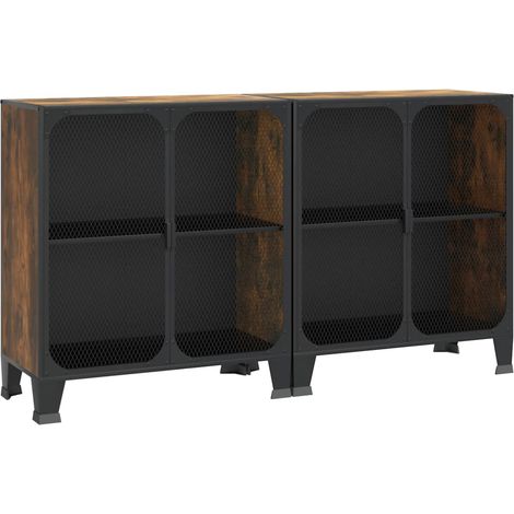 Storage Cabinets 2 pcs Rustic Brown 72x36x82 cm Metal and MDF vidaXL