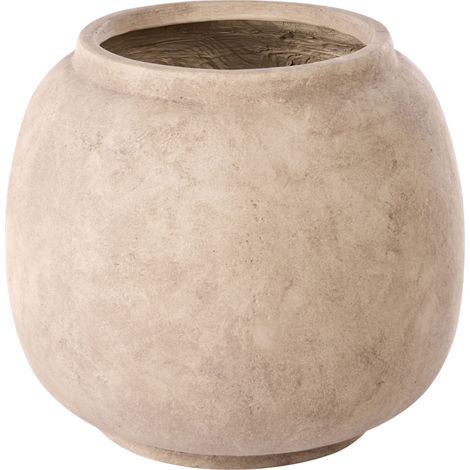Pot de Fleurs Rustique en Fibre d'Argile Intérieur Extérieur Forme Ronde Fabriquée à la Main Beige Itamos (1/5)
