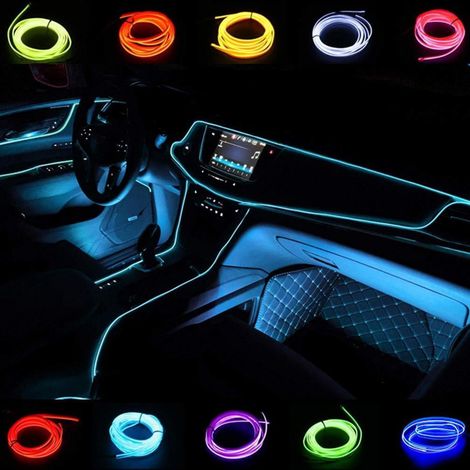 Bandeau lumineux néon EL flexible 3m pour intérieur de voiture bleu glacier (1/5)