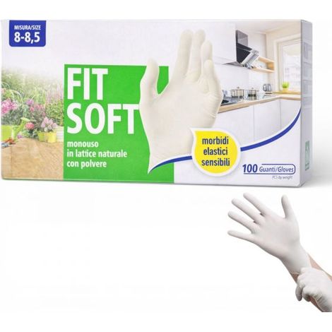 100 Guanti Monouso in Lattice Naturale Leggermente Talcati Taglia L Resistenti per Uso Professionale 830001700