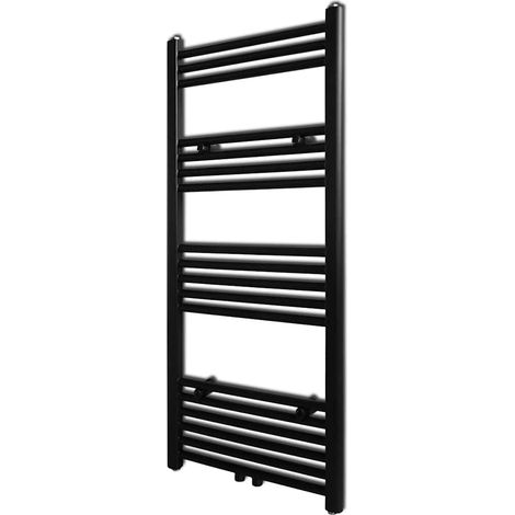 vidaXL Sèche-serviettes eau chaude à rails droits noir 500 x 1160 mm (1/5)