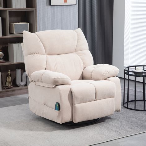 Poltrona Reclinabile con Poggiapiedi, Massaggio e Riscaldamento con 5 Programmi e 8 Punti Vibranti, Beige (1/5)