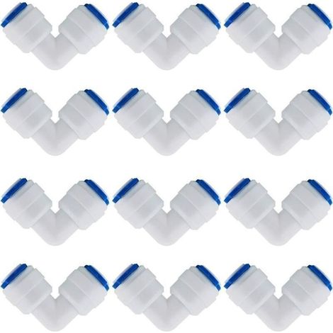 12 Pcs Accessoires De Filtre à Eau RO Raccord De Buse 1/4 Pouces 90 Degree Right Angle Fast Docking pour Raccorder Les Raccords De Tuyauterie d'eau, Tuyau de réfrigérateur (1/4)