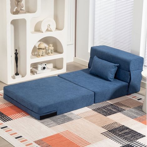 MEUBLIV Poltrona letto 3 in 1 blu scuro - pieghevole, senza montaggio (1/5)