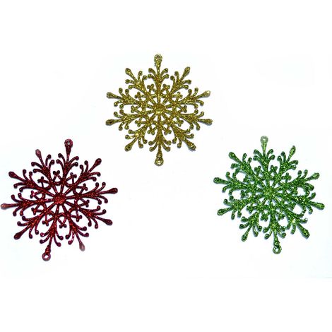 3Pcs Glitter Snowflake Christmas Tree Decoration Xmas Party Hanging Ornament (1/4)